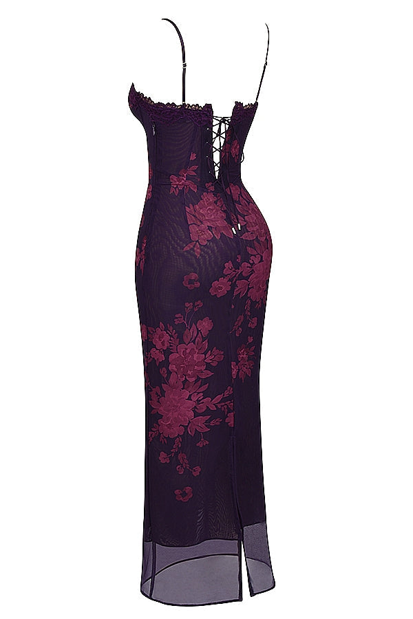 grape floral print maxi dress