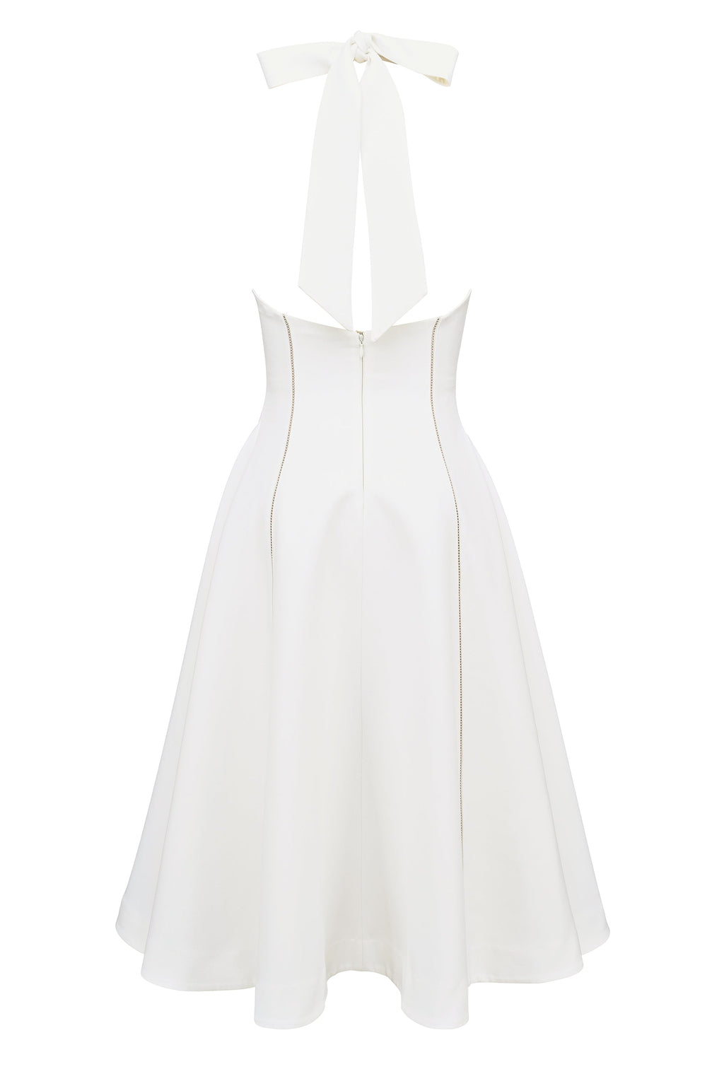 ivory halter neck midi dress
