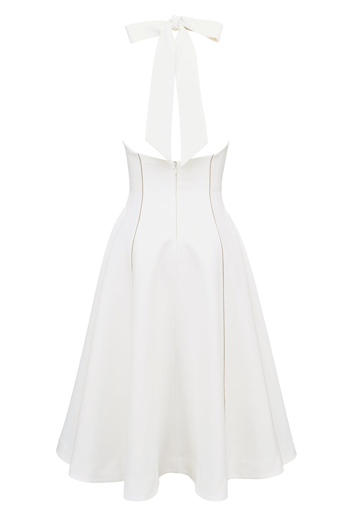 ivory halter neck midi dress