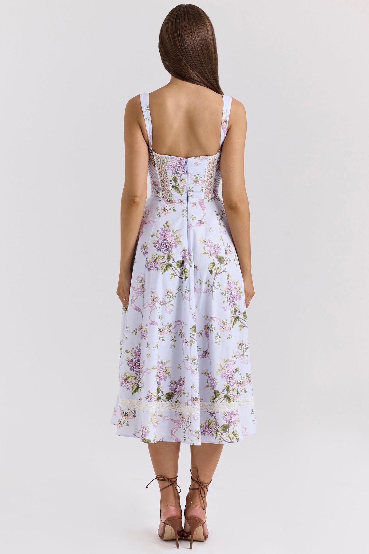 lilac floral cotton midi sundress