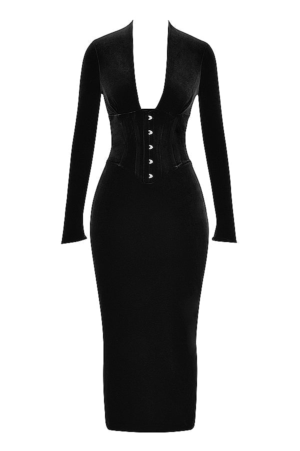 black velvet corset dress