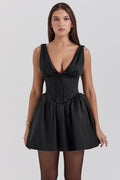 black satin mini dress - sale