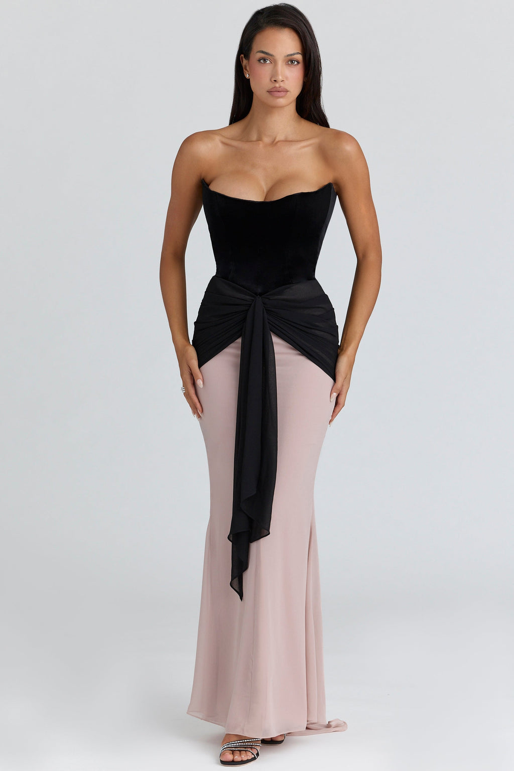 black & blush chiffon maxi dress - limited edition