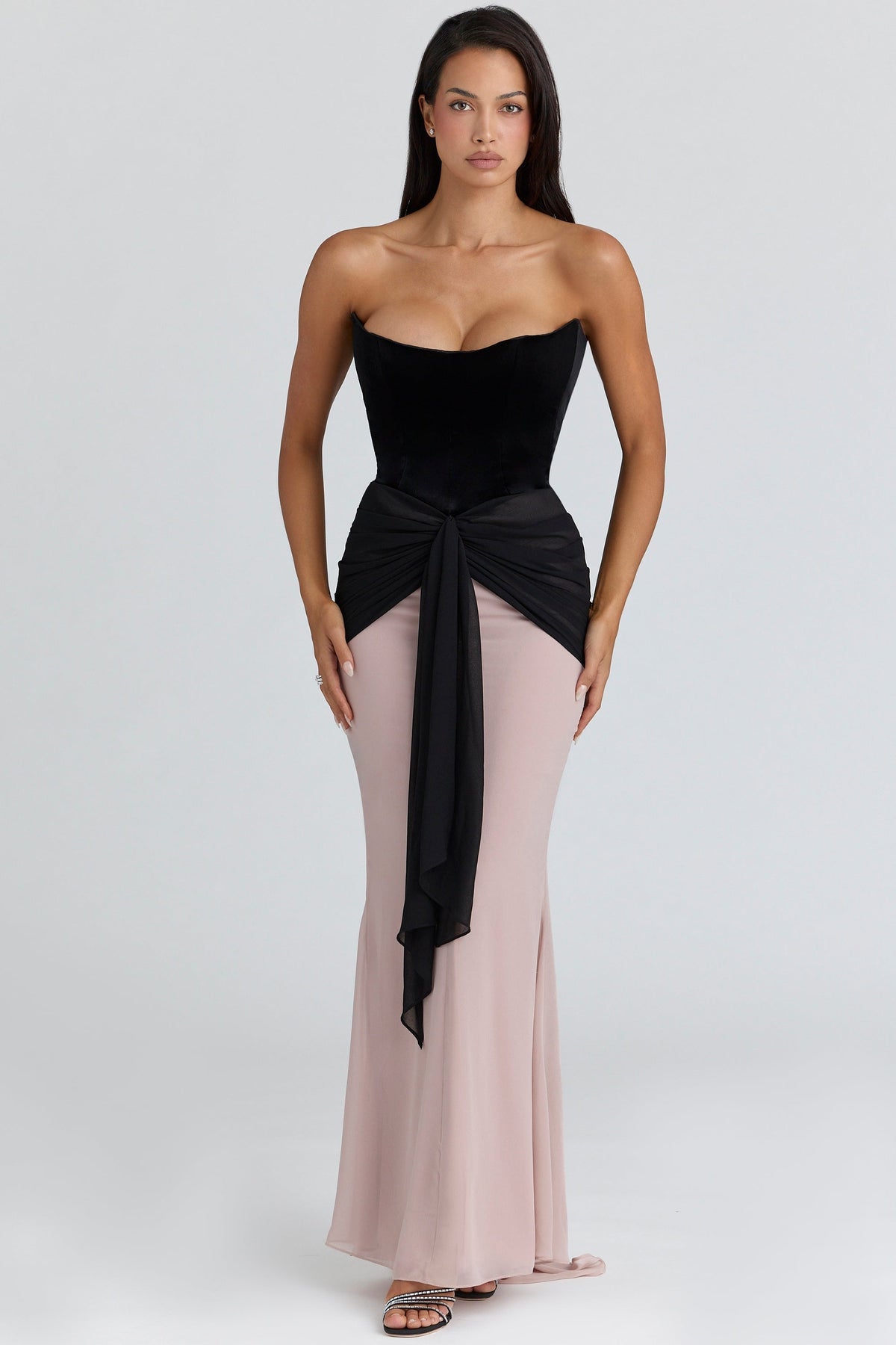 black & blush chiffon maxi dress - limited edition