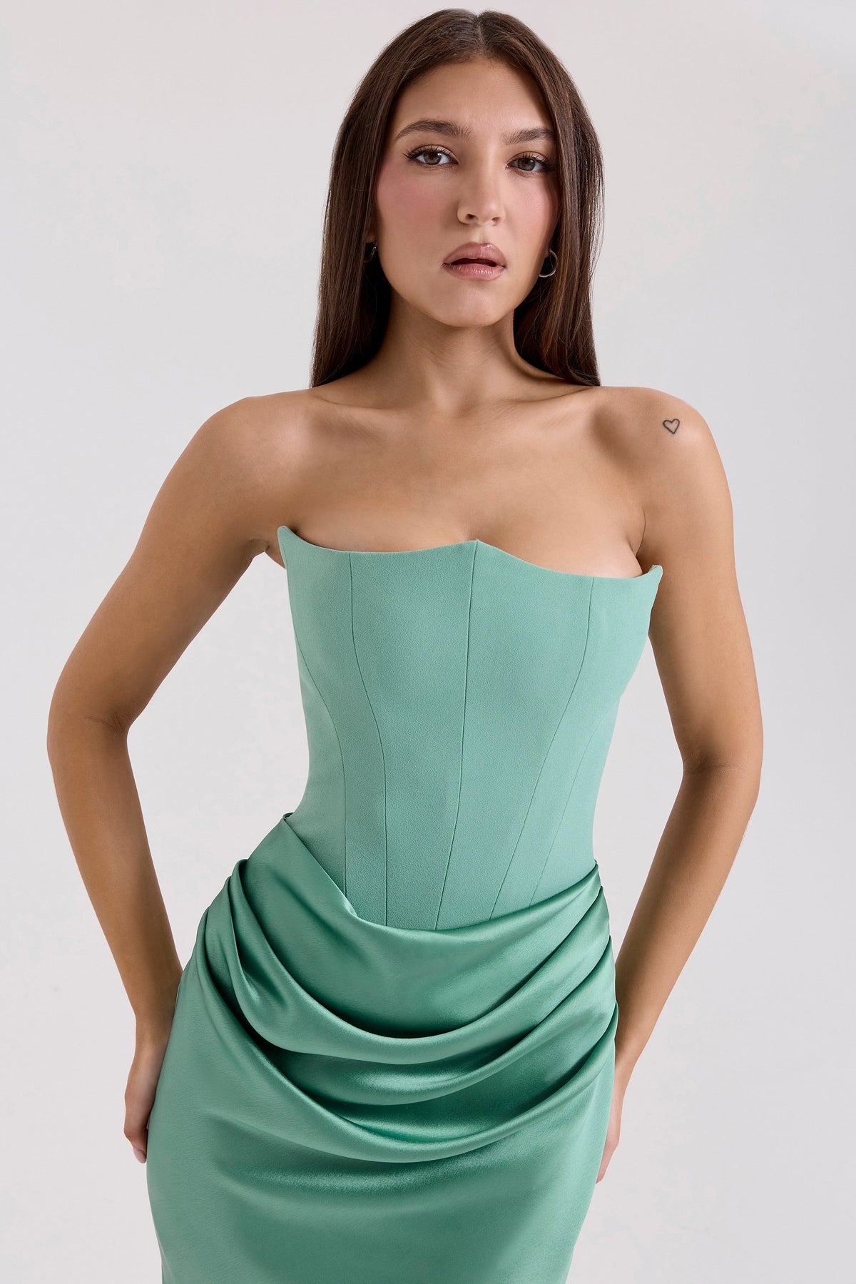 jade strapless corset maxi dress