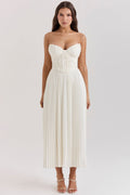 ivory pleated maxi dress