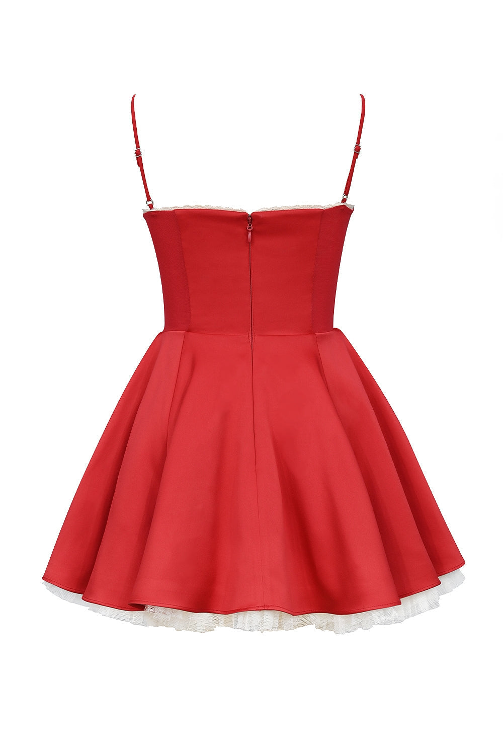 holly red satin tulle mini dress