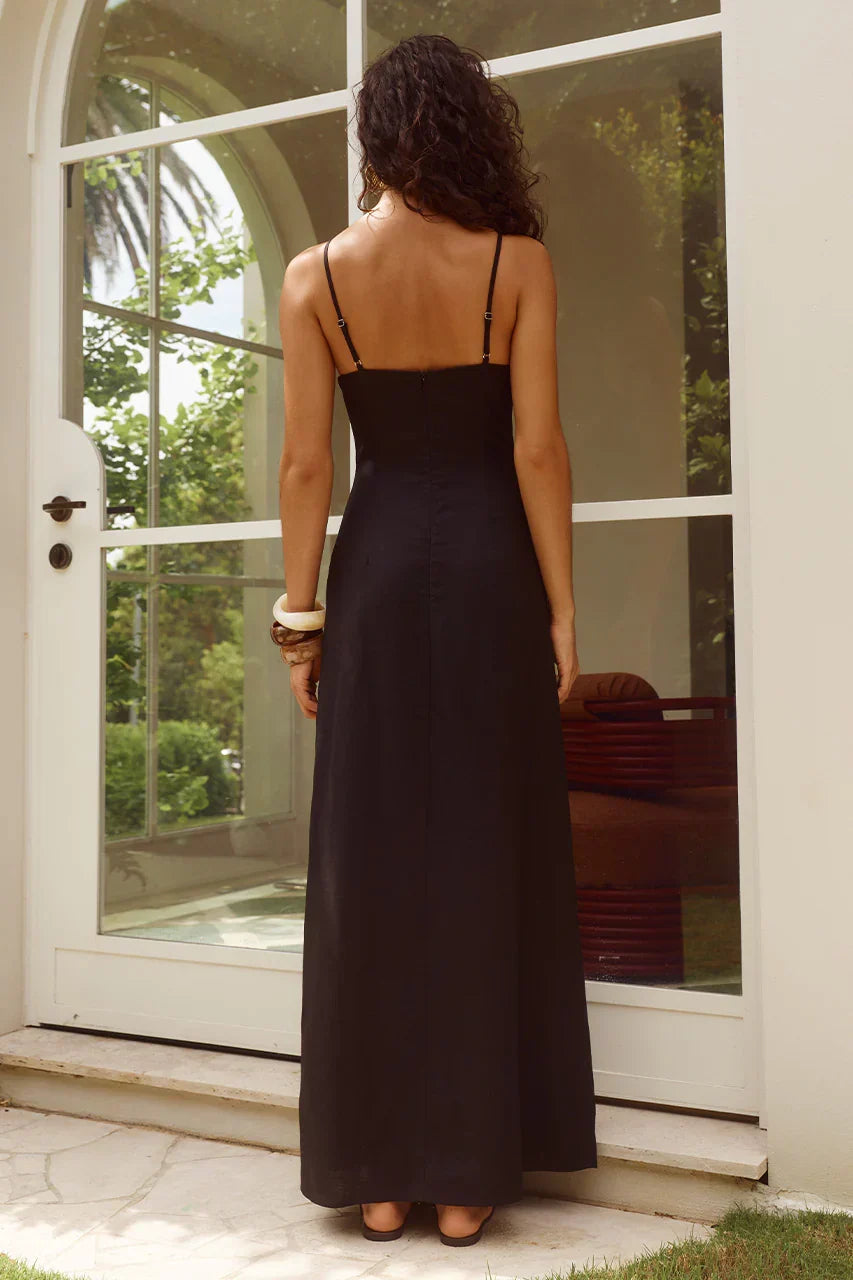 UNITY LOW PLUNGE MAXI DRESS - BLACK