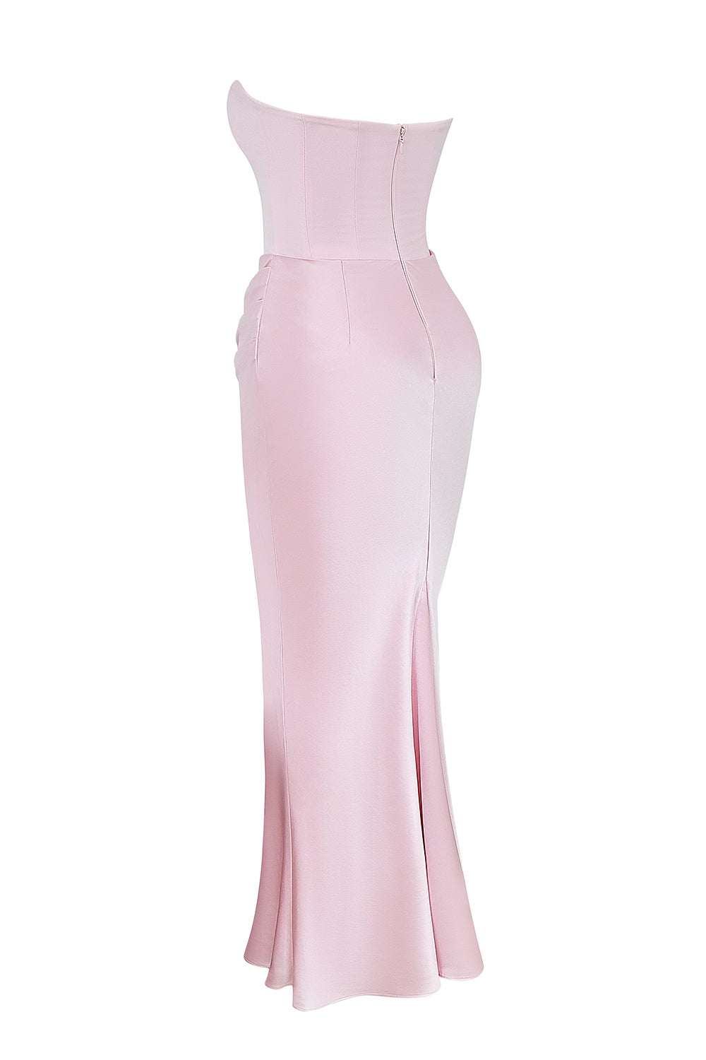 rose shadow strapless corset maxi dress