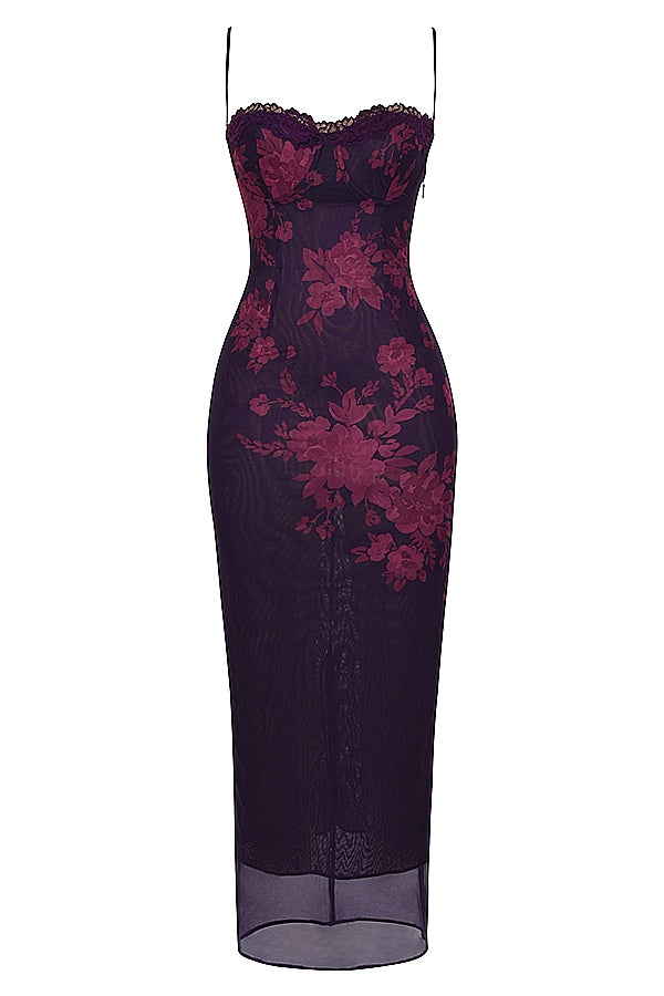 grape floral print maxi dress