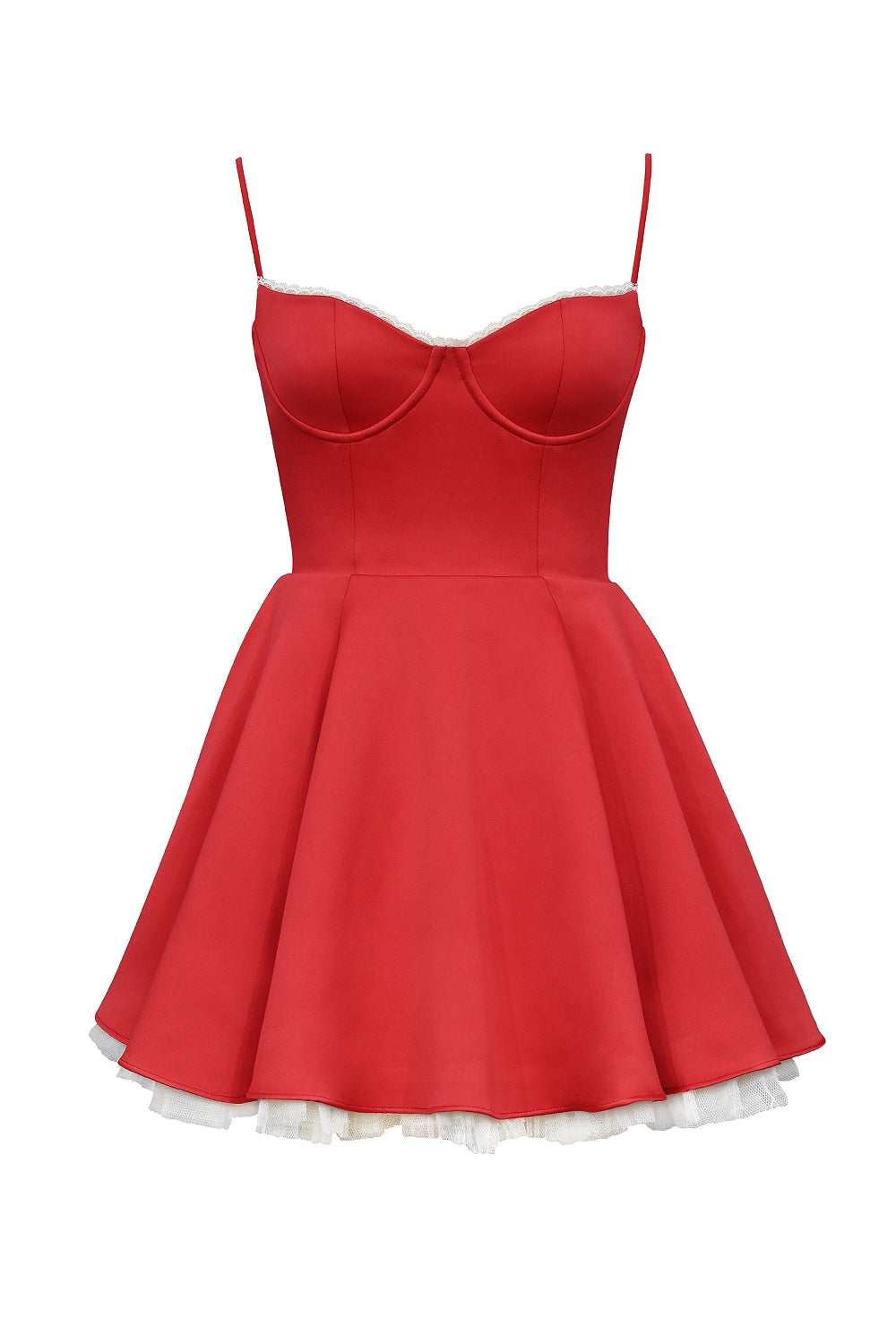holly red satin tulle mini dress