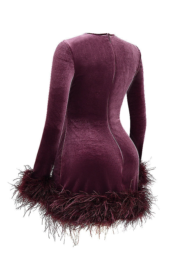mulberry velvet mini dress