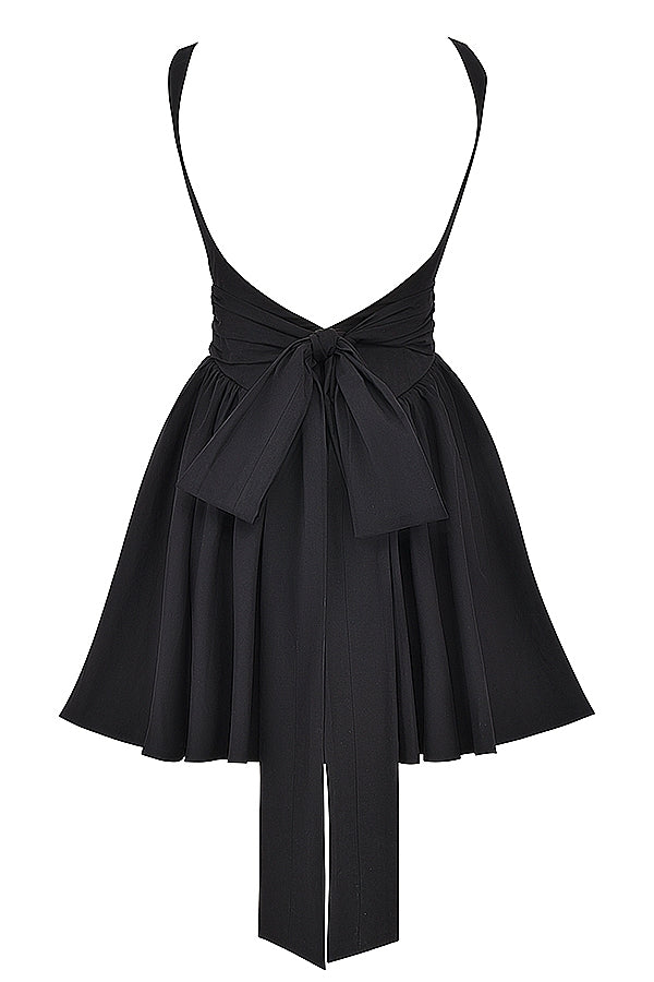 black bow mini dress
