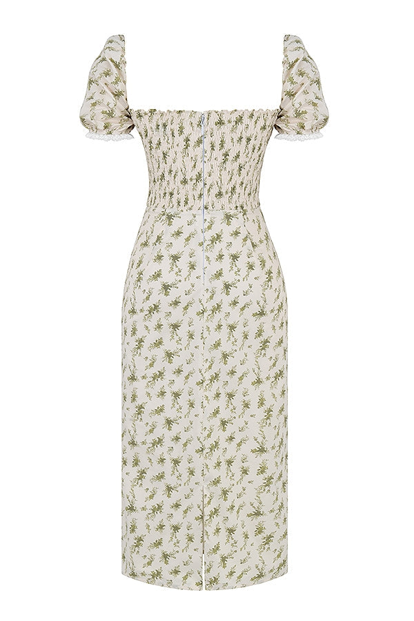 garden print shirred sundress