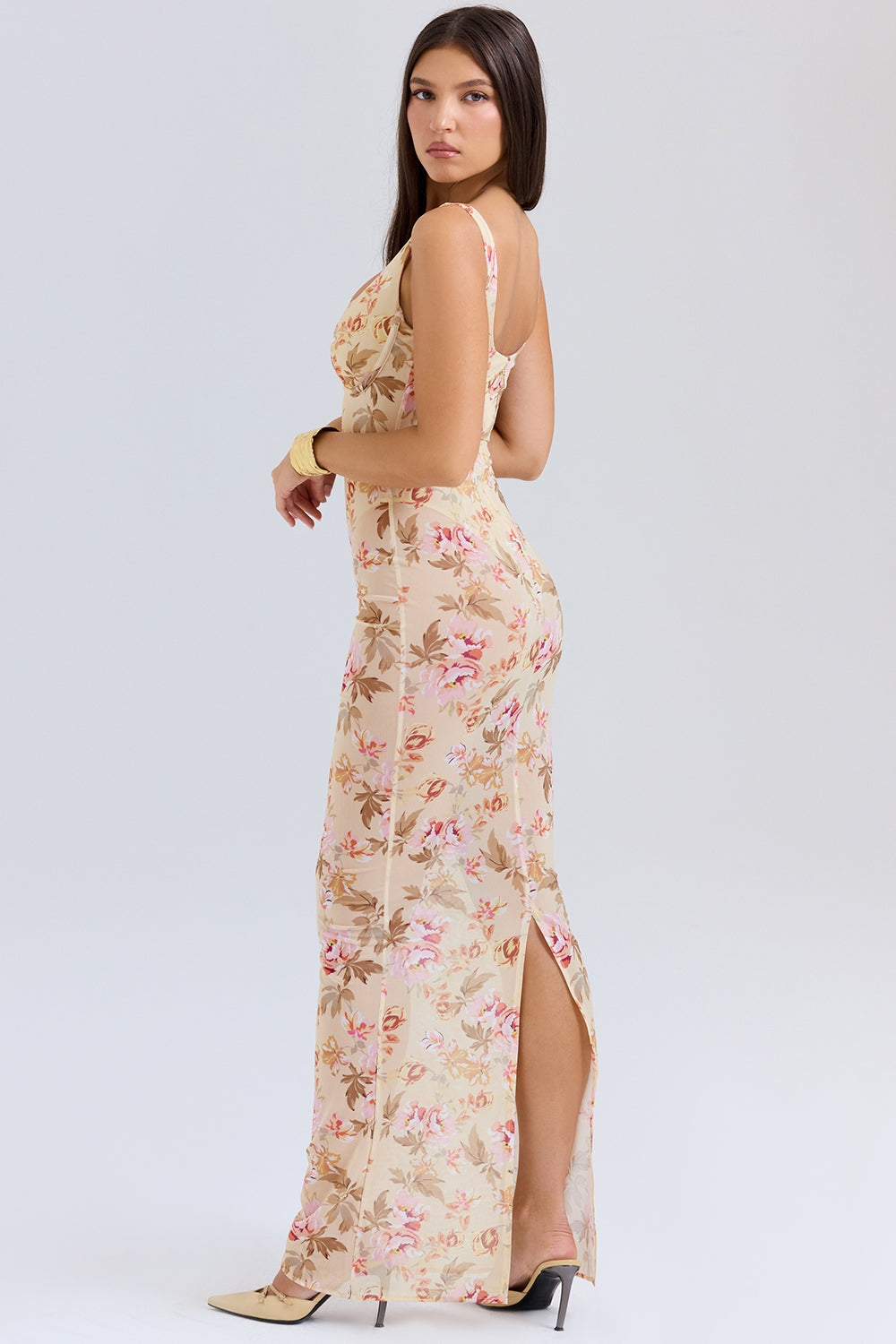 honeyflower print maxi dress