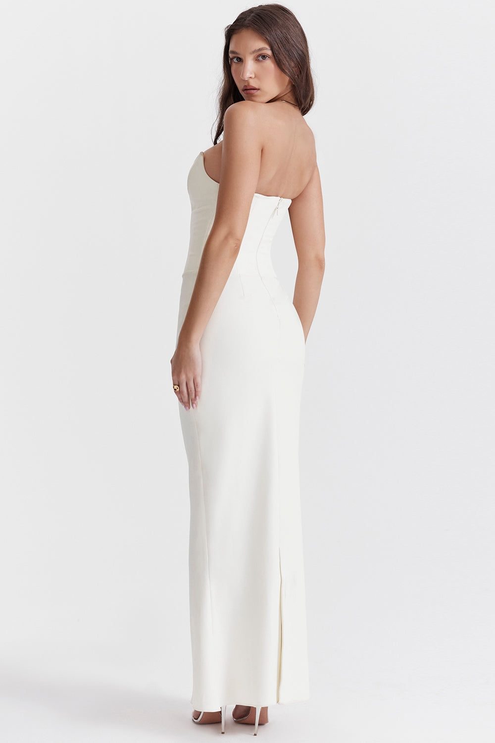 ivory strapless corset dress