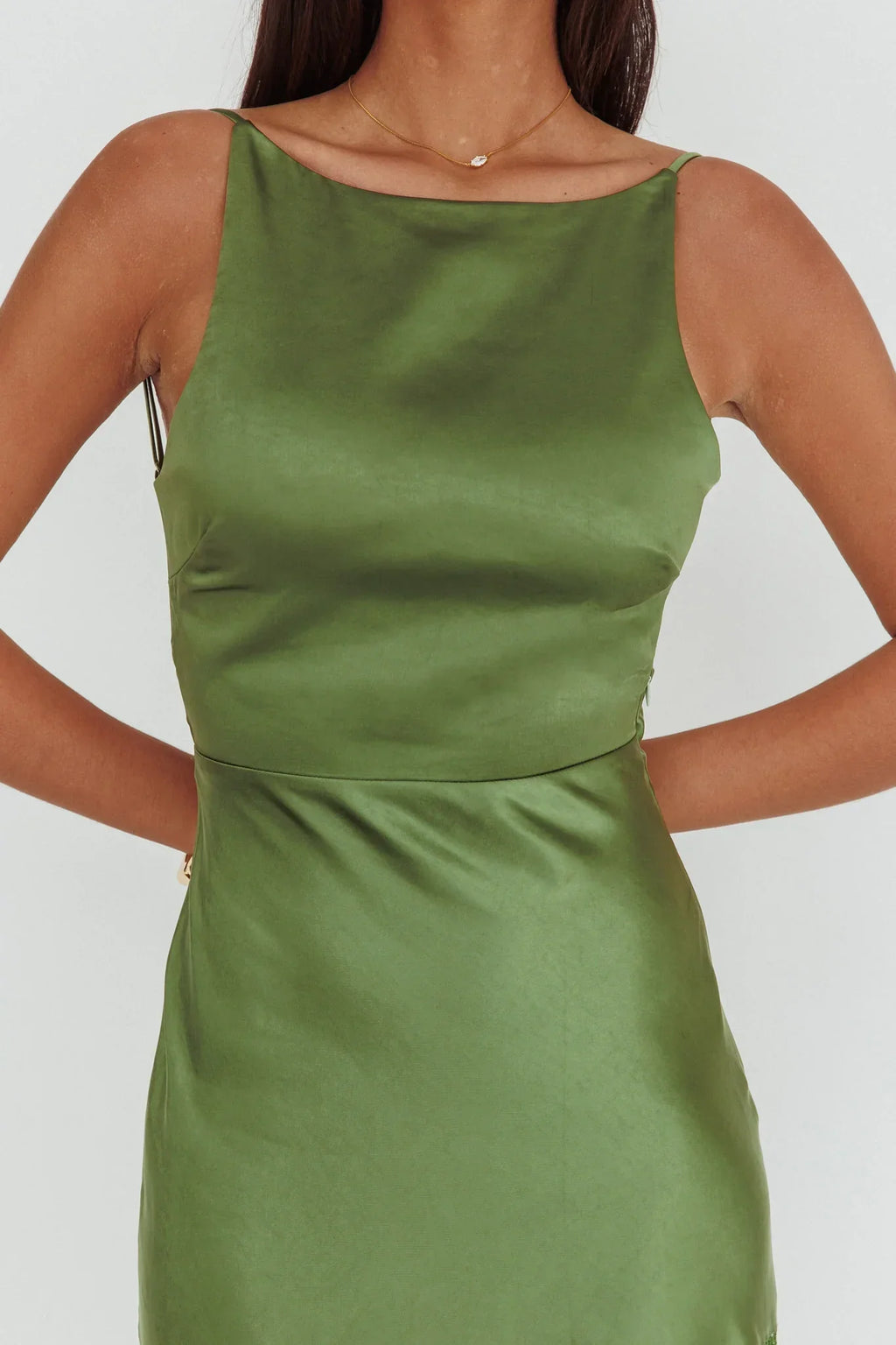 Helsi Low Back Lace Insert Maxi Dress Forest Green