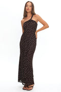 Honeydew Back Knot Maxi Dress Polka Dot Chocolate