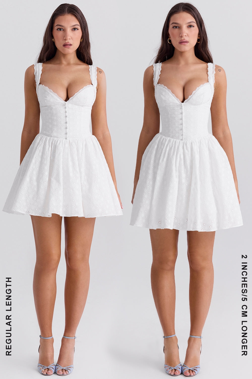 white cotton broderie anglais corset mini dress