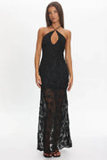One Night Low Back Maxi Dress Embellished Black