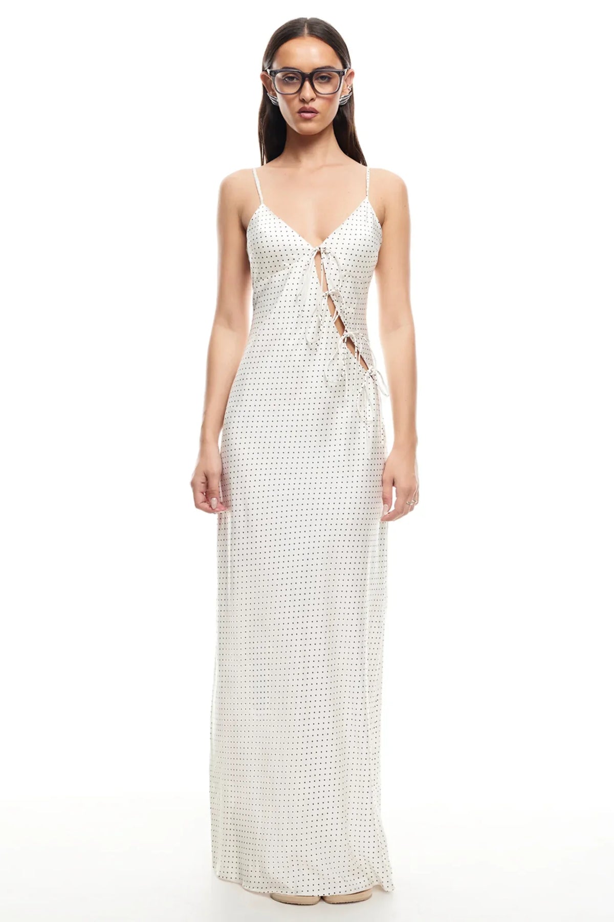 LIONESS About A Girl Maxi Dress Porcelain Polka