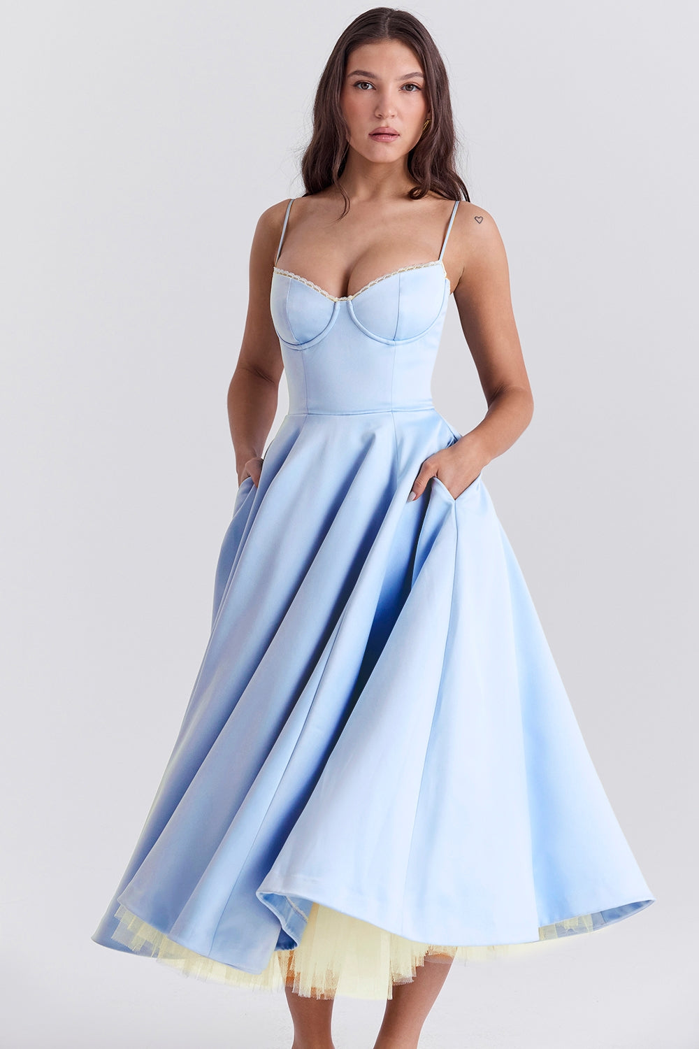 cinderella blue tulle midi dress