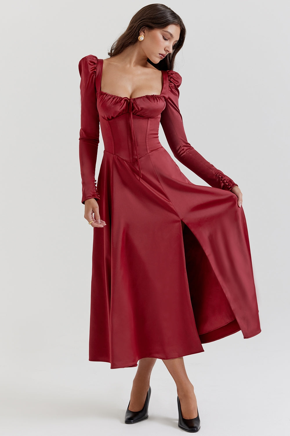 ruby corset midi dress