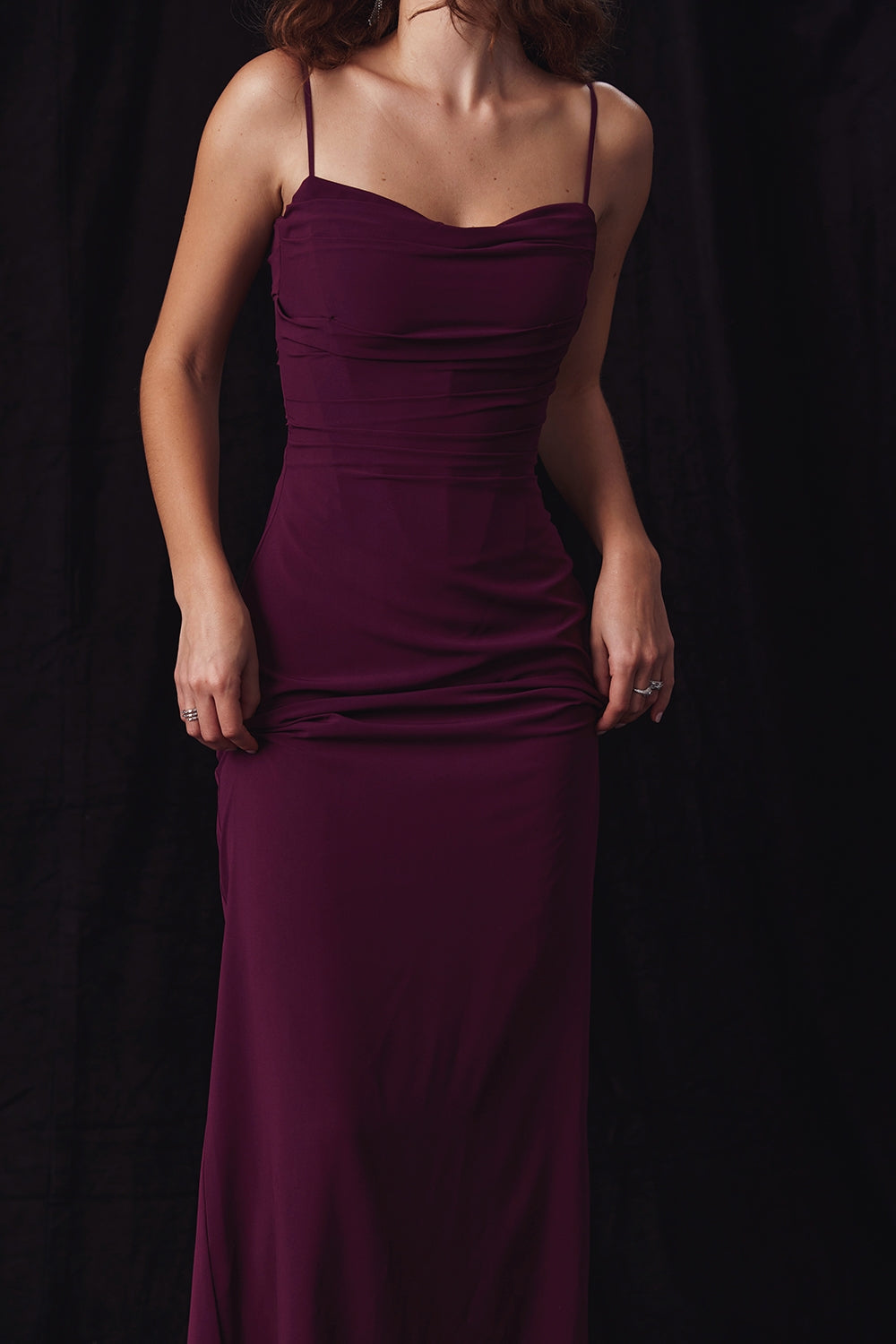 merlot corset maxi dress