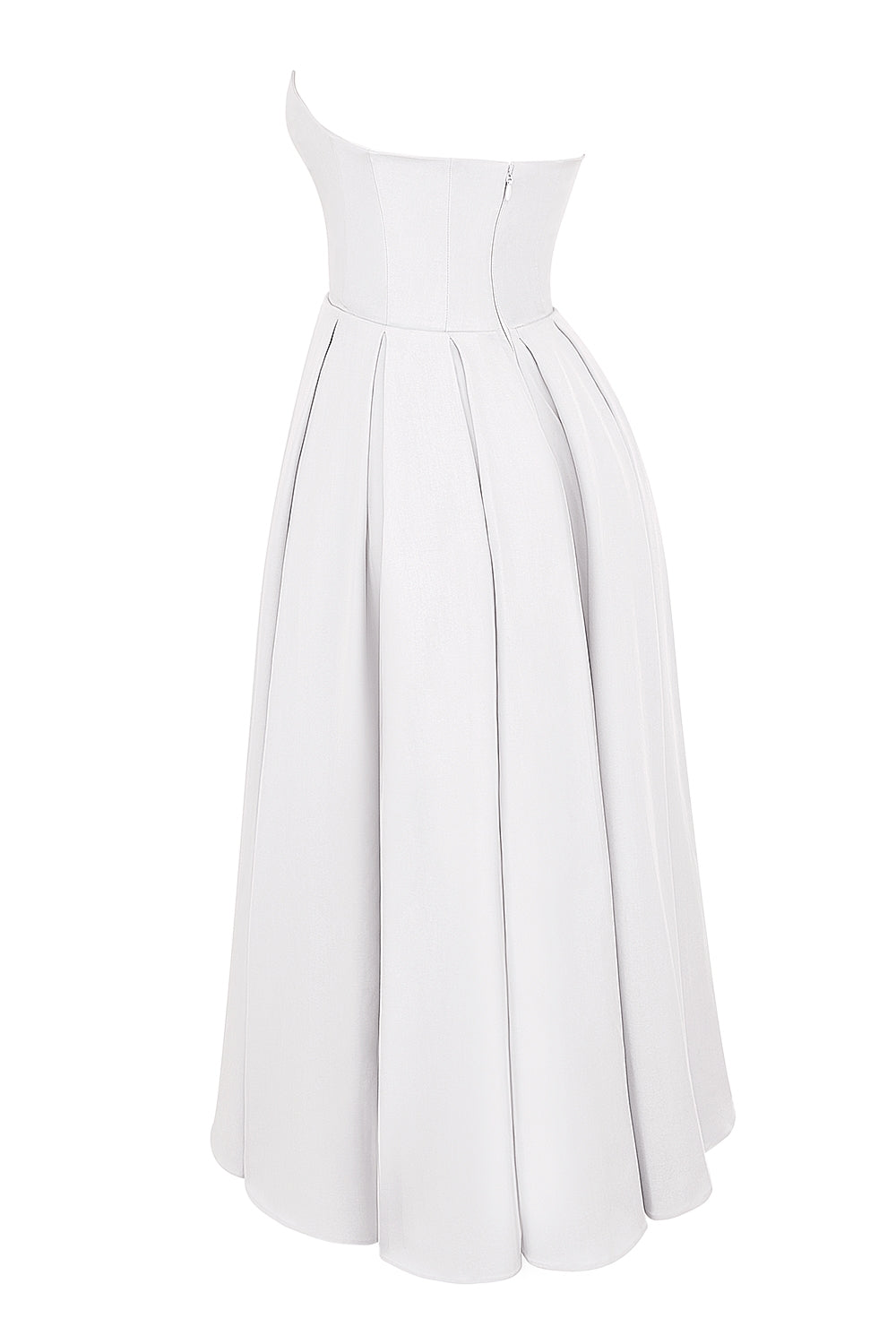 white strapless midi sundress