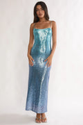 Astara Sequin Maxi Dress Gradient Blue