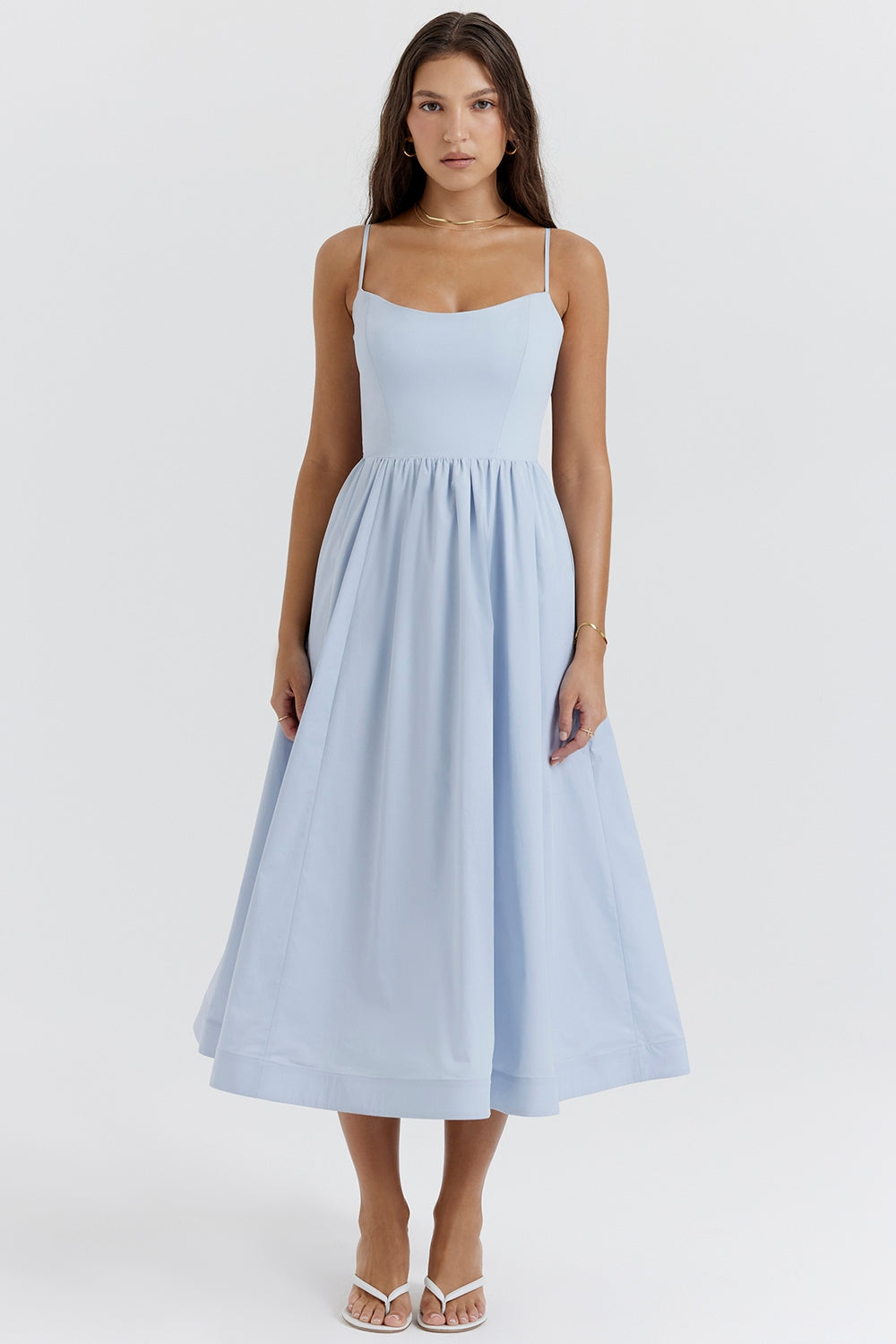 soft blue corset sundress