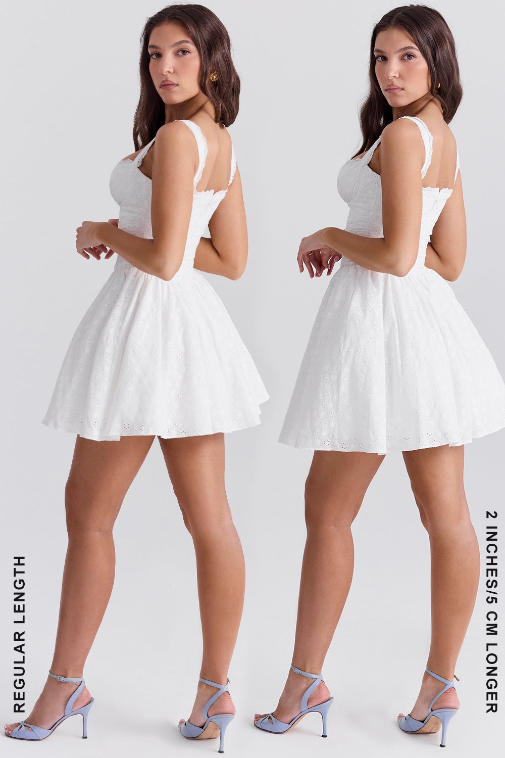 white cotton broderie anglais corset mini dress
