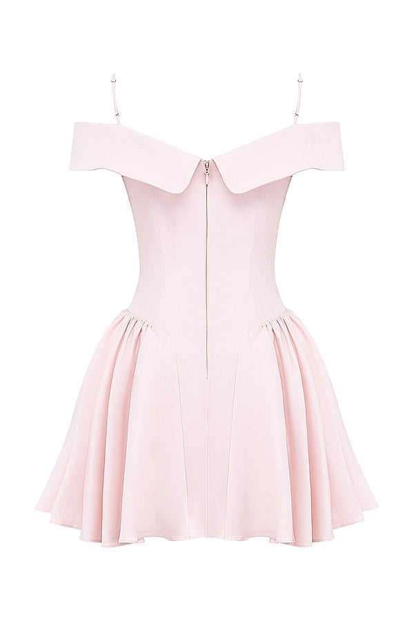 ballerina pink off shoulder mini dress