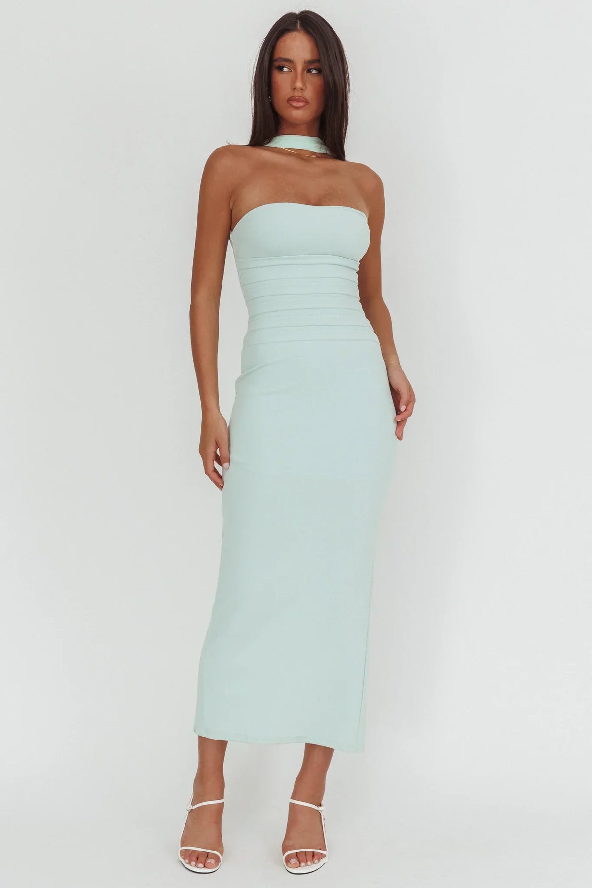 Luna Sol Reverse Halter Maxi Dress Mint