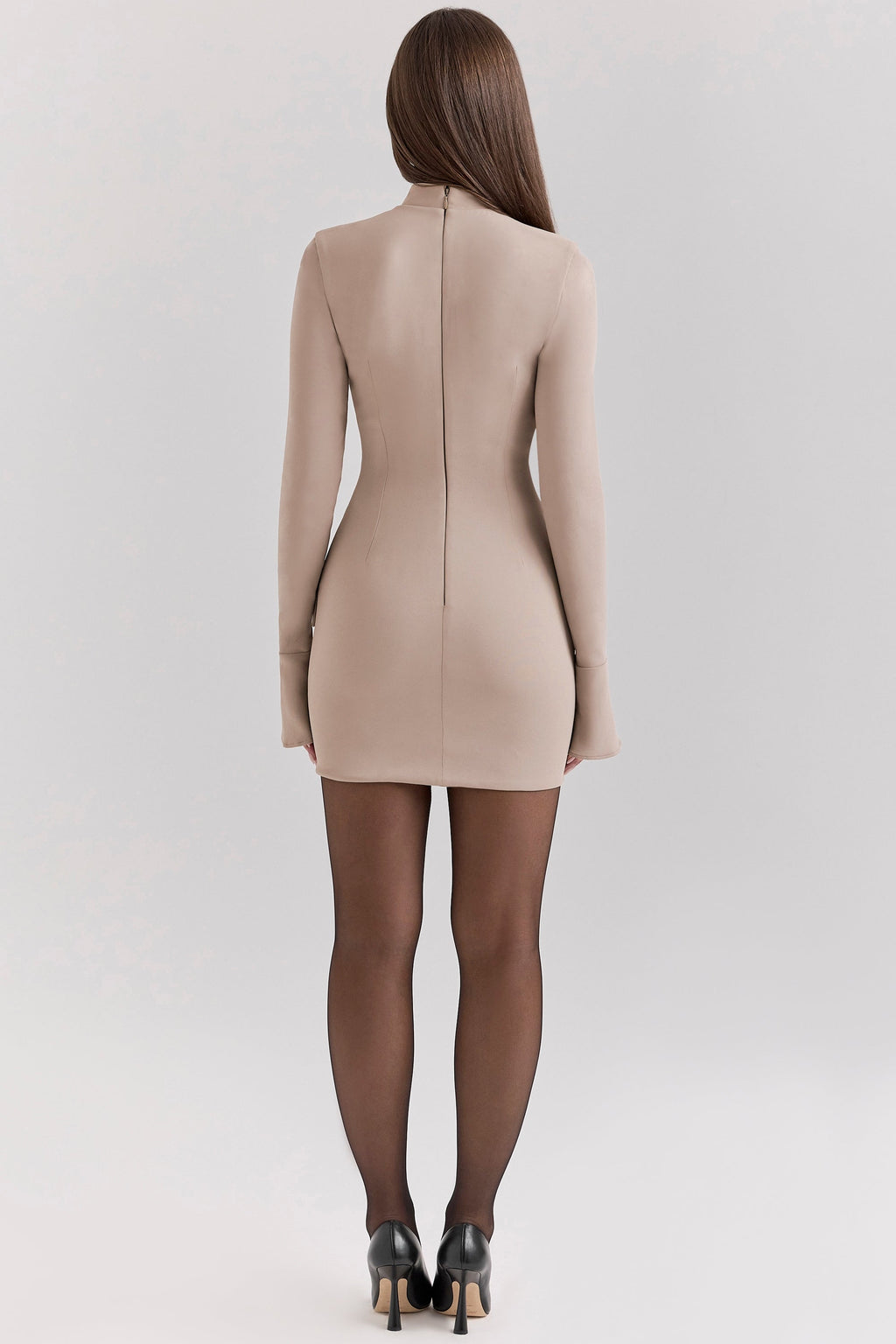 taupe long sleeve mini dress