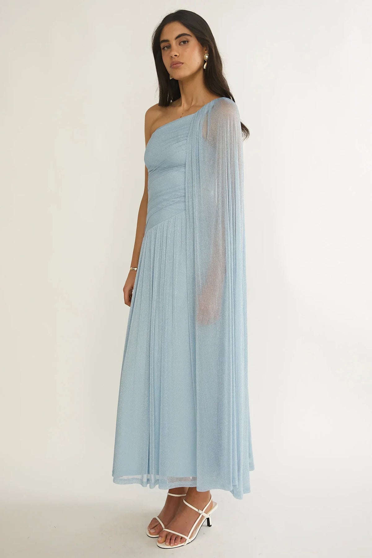 Zorina One-Shoulder Drape Maxi Dress Blue