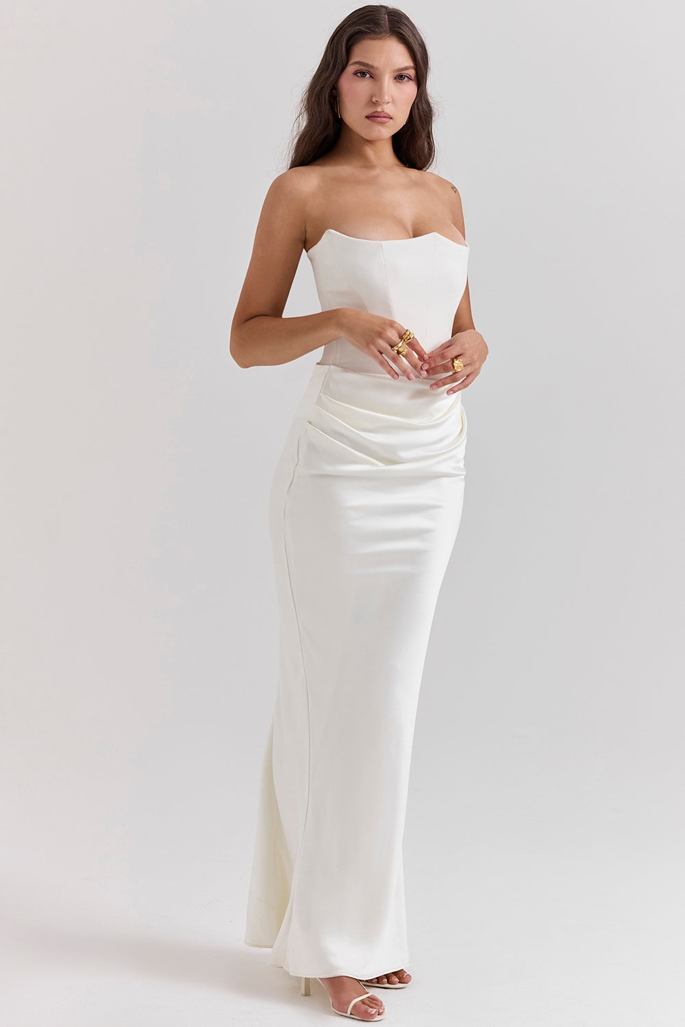 ivory strapless corset dress