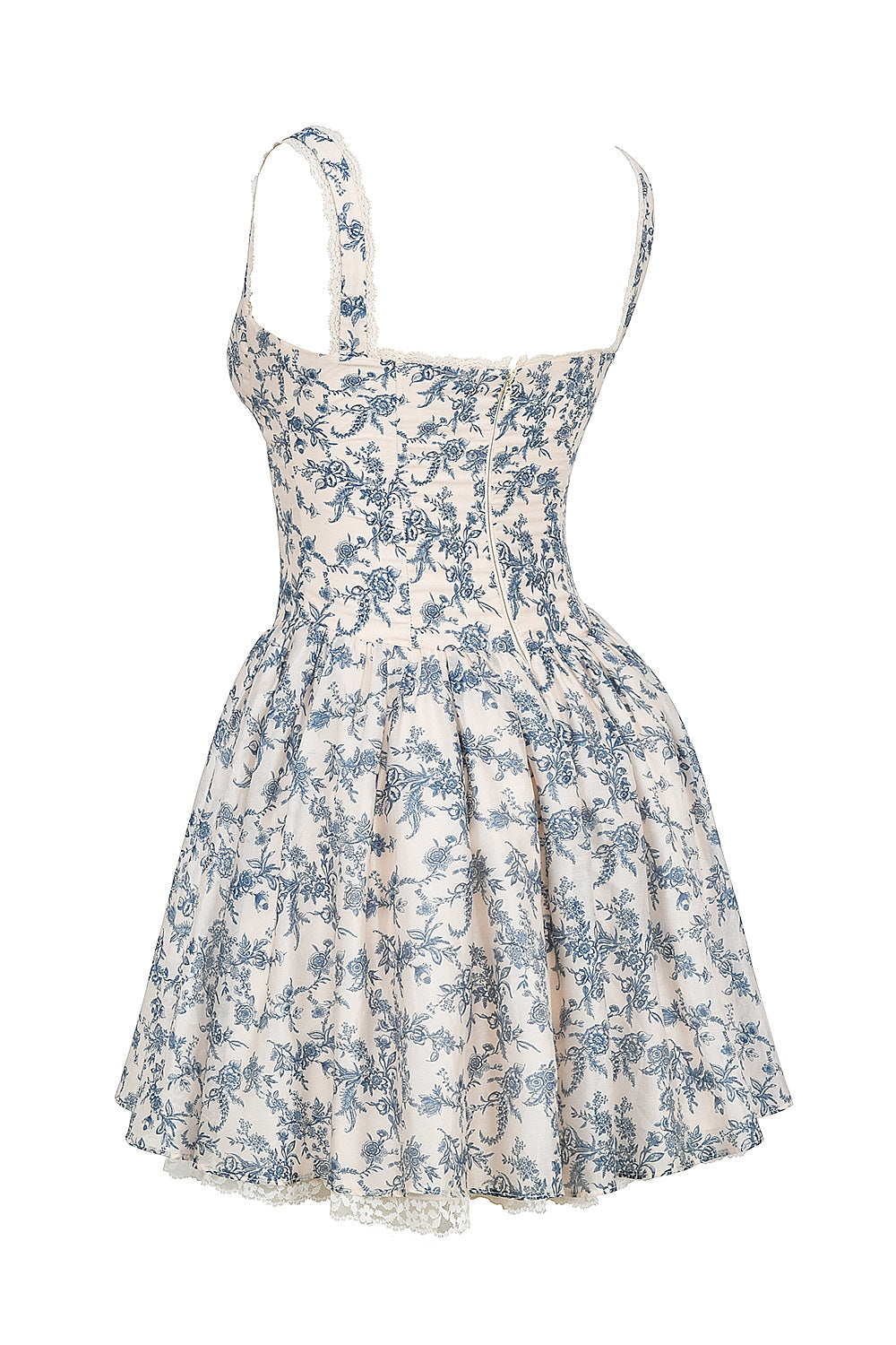 english porcelain print corset mini dress