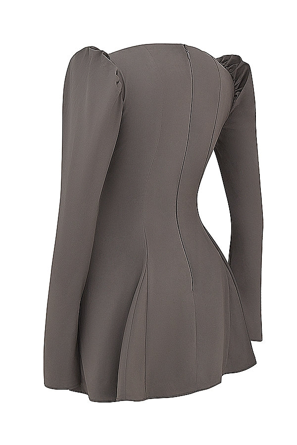 mocha long sleeve mini dress