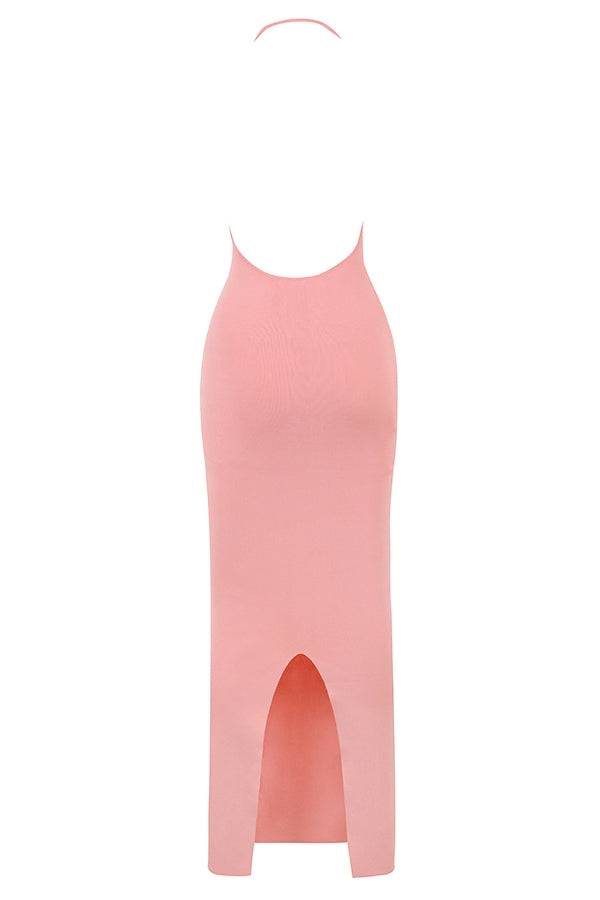 apricot plunge maxi dress