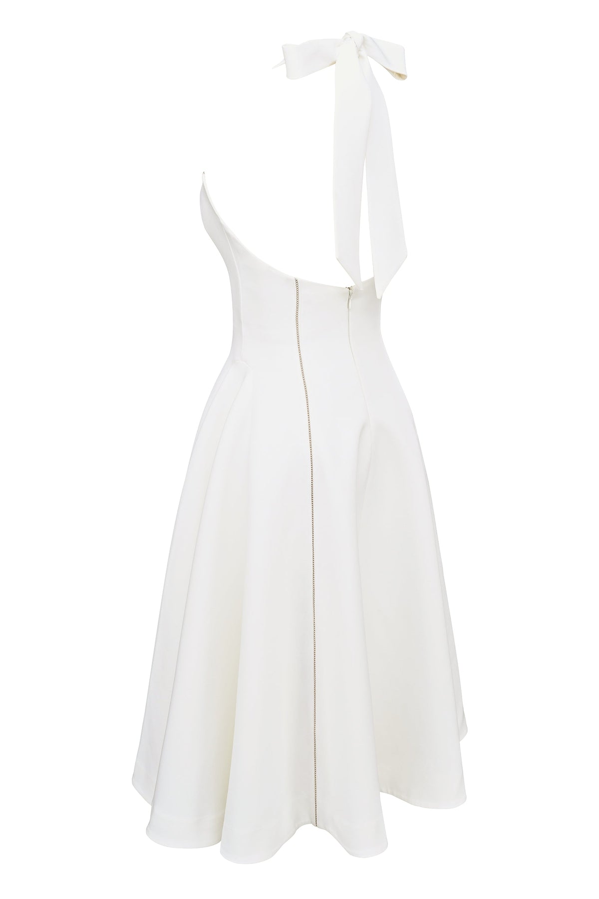 ivory halter neck midi dress