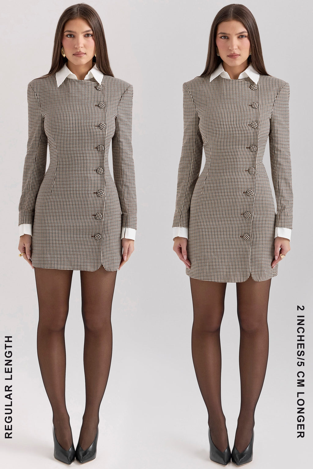 brown puppytooth check bodycon mini dress