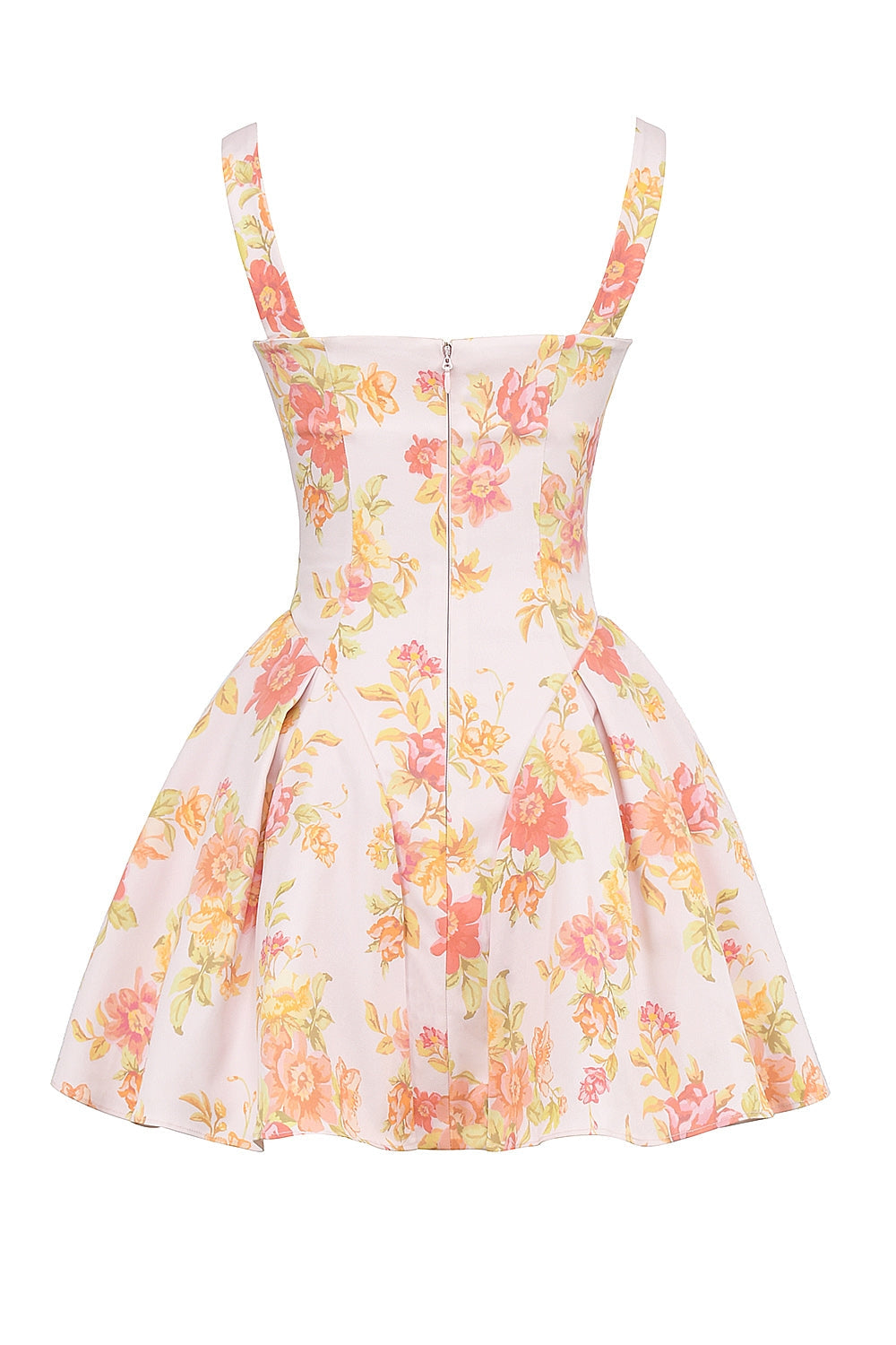 peach poppy print twill mini dress