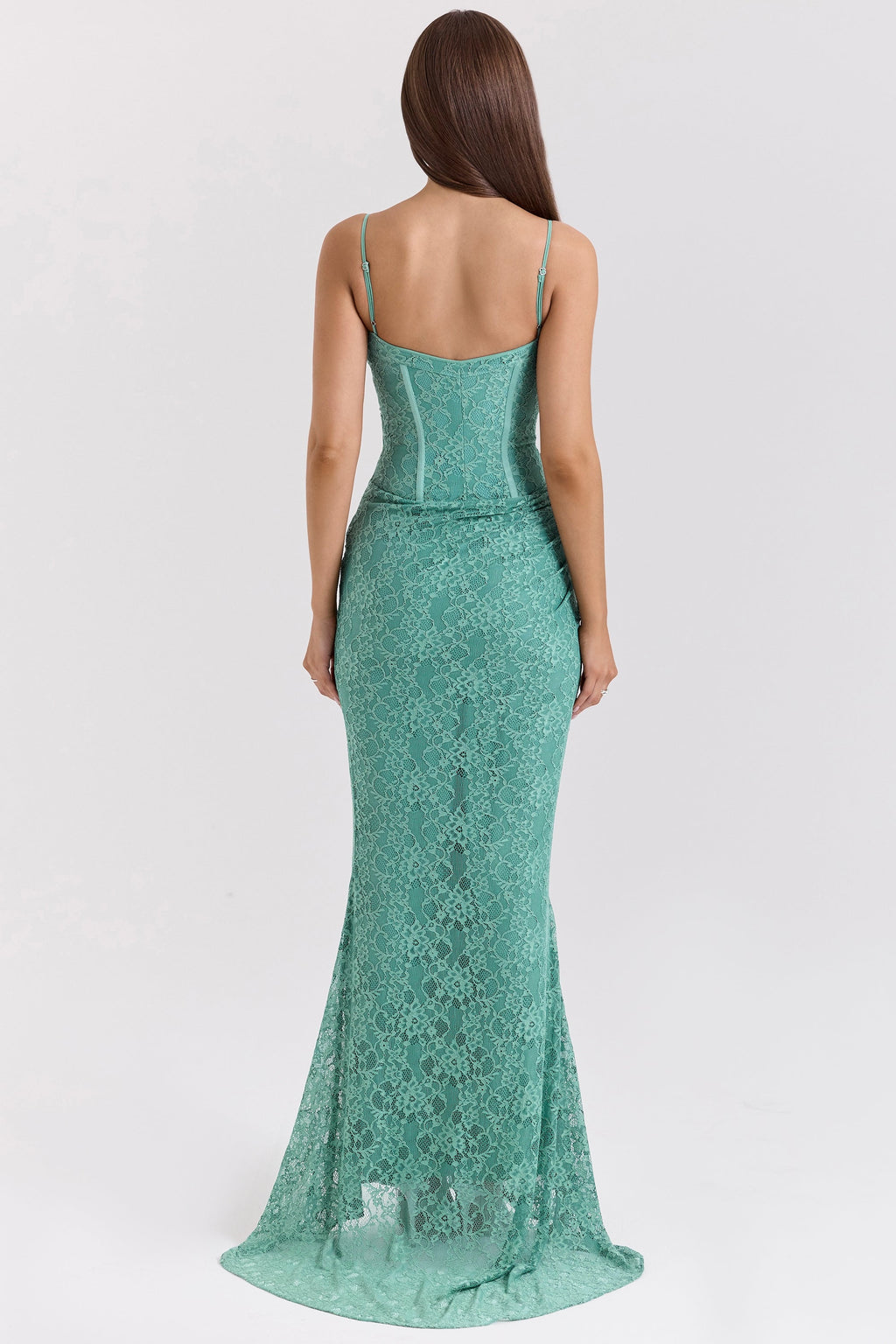 jade lace corset maxi dress