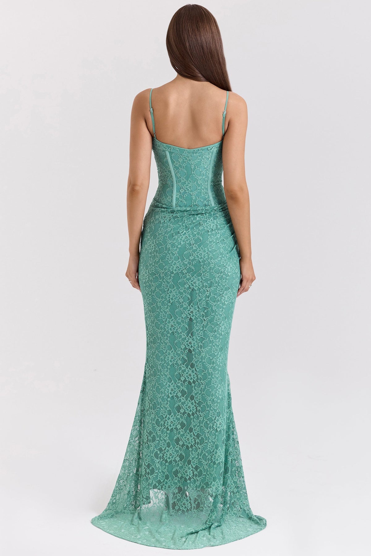 jade lace corset maxi dress