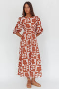 Transcendent Puff Sleeves Maxi Dress Floral Mocha