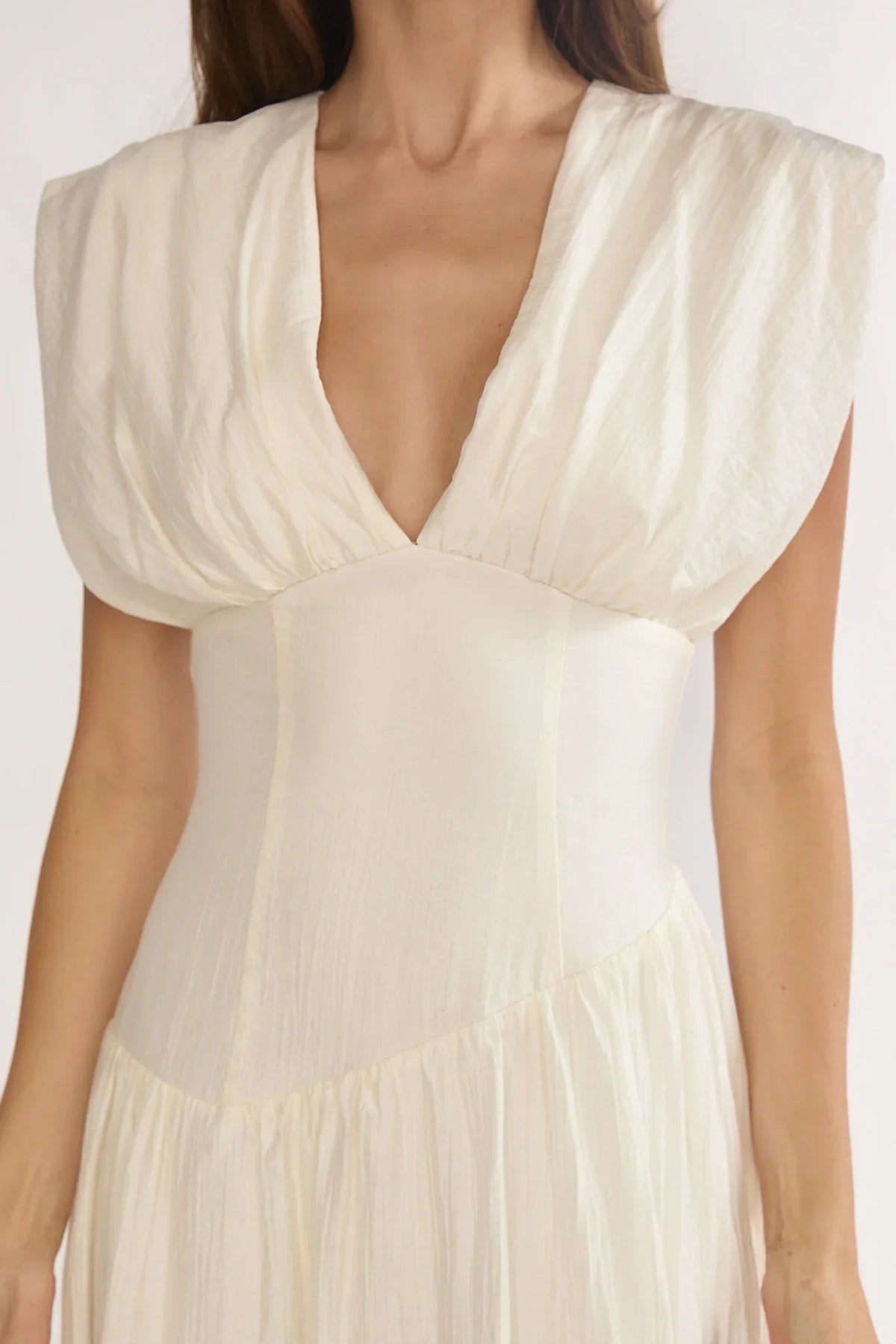 Danicka Asymmetric Waist Maxi Dress Cream