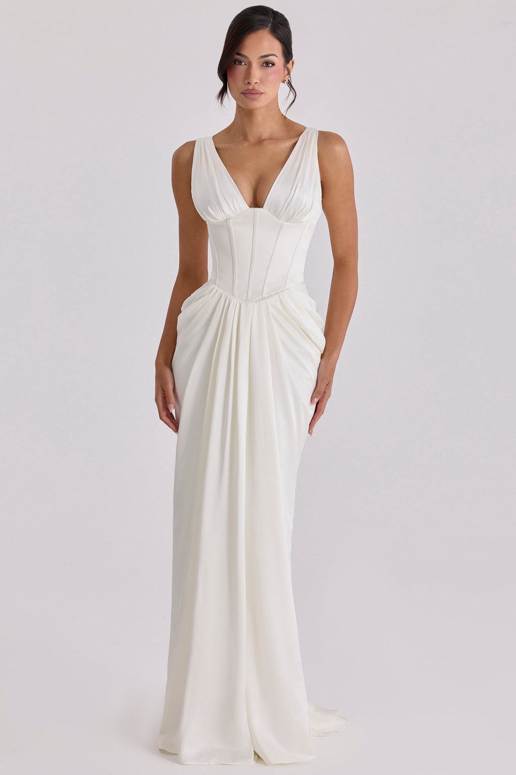 ivory satin corset bridal gown