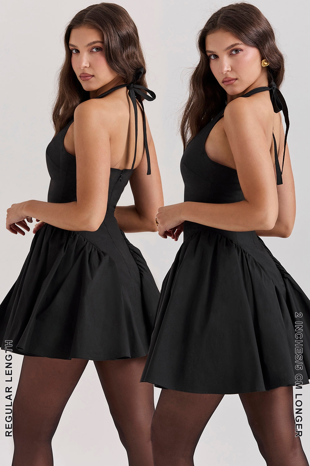 black halter mini dress