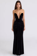 black velvet deep plunge maxi gown - limited edition